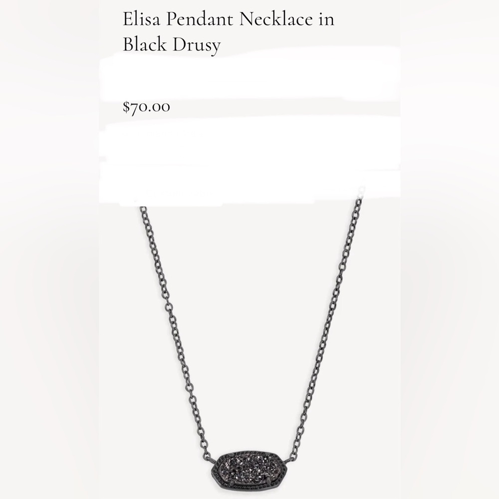 Kendra Scott Elisa Pendant Necklace in Black Drusy
